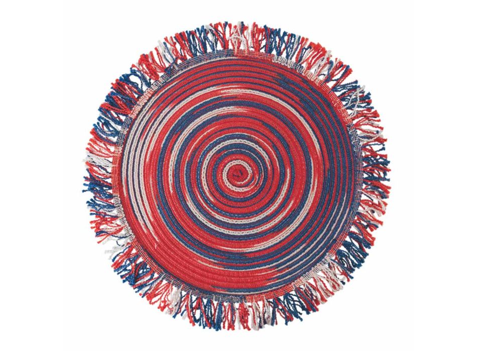 Amerikaanse ronde gekleurde polyester placemats met franjes 12 stuks - Aries Viadurini