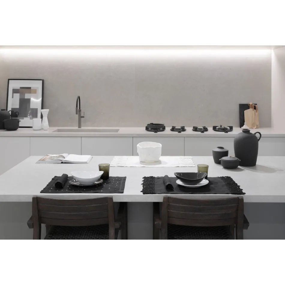 Linnen servetten met zwarte of boterkristallen, 6 stuks Italian Luxury - Prezio Viadurini