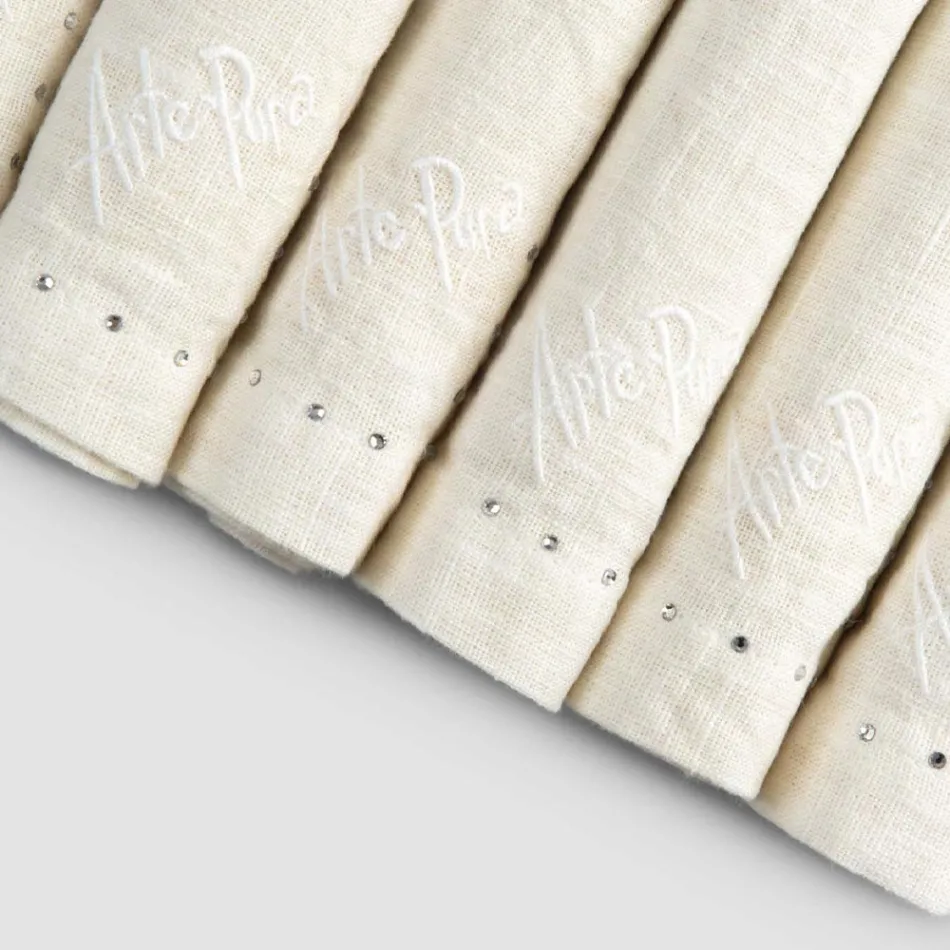 Linnen servetten met zwarte of boterkristallen, 6 stuks Italian Luxury - Prezio Viadurini