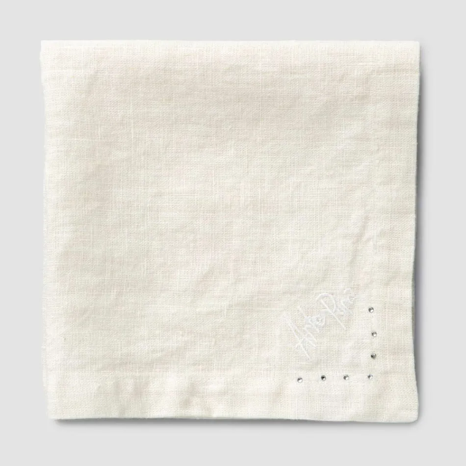 Linnen servetten met zwarte of boterkristallen, 6 stuks Italian Luxury - Prezio Viadurini