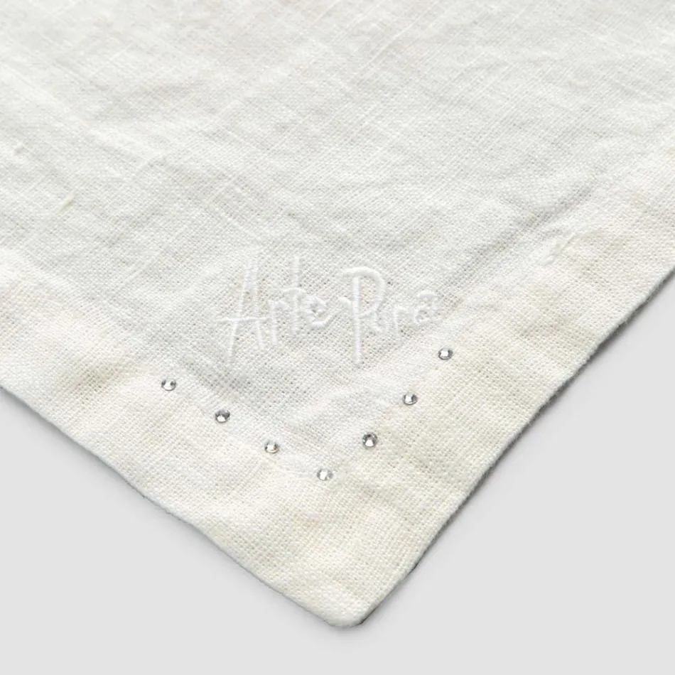 Linnen servetten met zwarte of boterkristallen, 6 stuks Italian Luxury - Prezio Viadurini