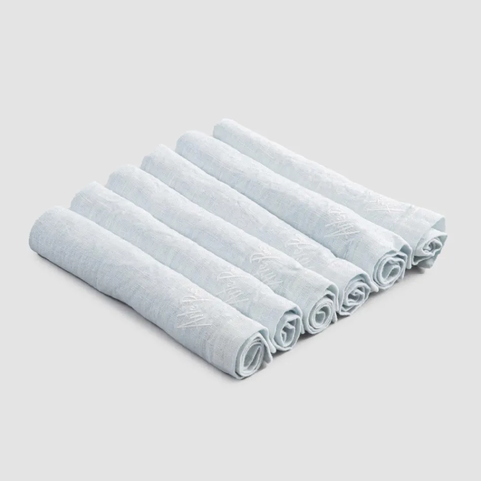 Zware linnen servetten met gevouwen rand, verschillende kleuren, 6 stuks - Onestini Viadurini