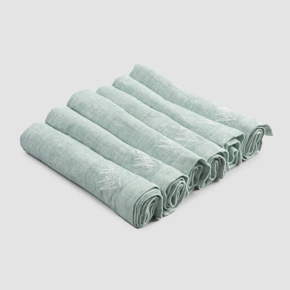 Zware linnen servetten met gevouwen rand, verschillende kleuren, 6 stuks - Onestini Viadurini