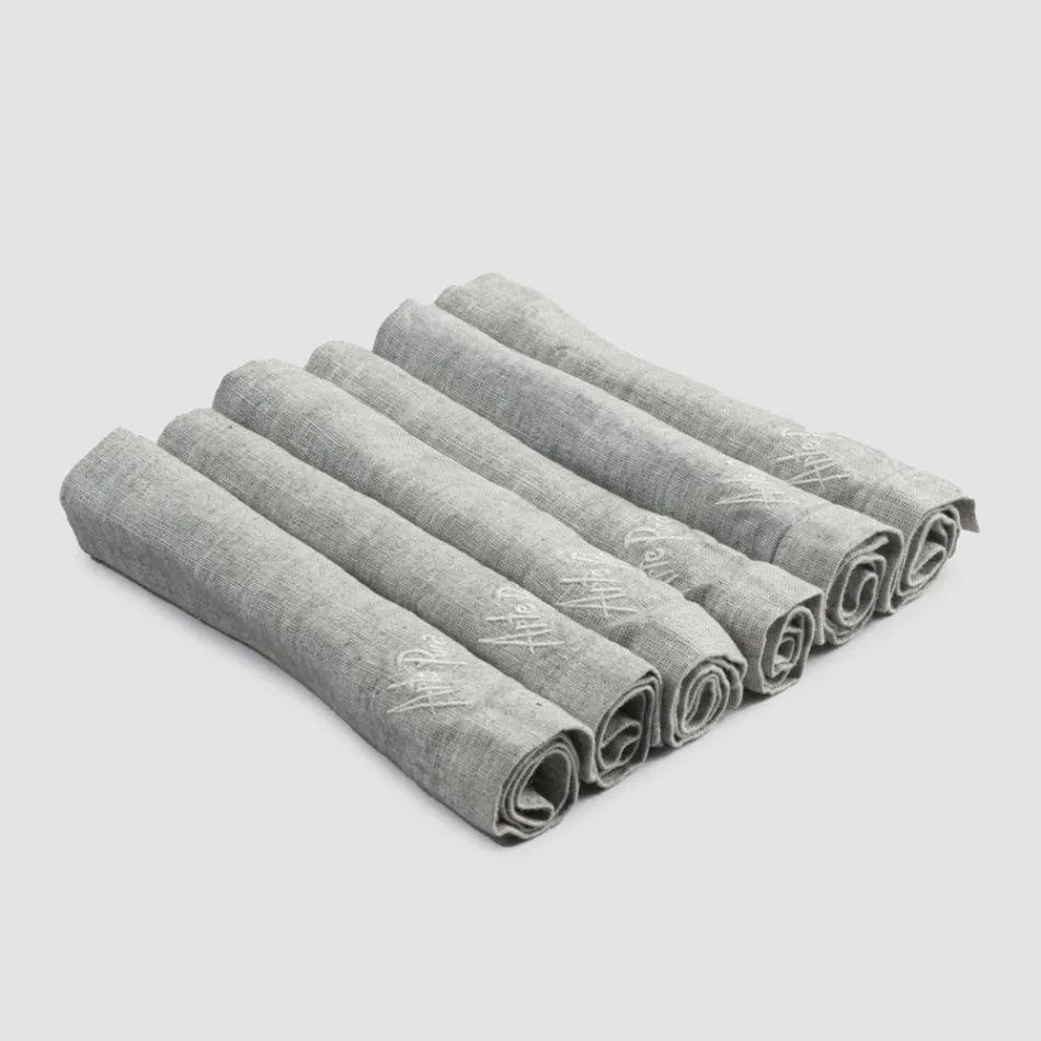 Zware linnen servetten met gevouwen rand, verschillende kleuren, 6 stuks - Onestini Viadurini