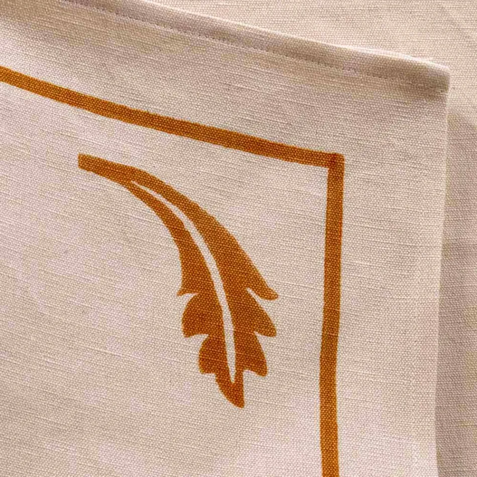 Servet van gemengd linnen met handafdruk Uniek stuk gemaakt in Italië - merken Viadurini