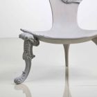 Throne hand gesneden massief eiken grijs ontwerp, Leon Viadurini