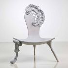 Throne hand gesneden massief eiken grijs ontwerp, Leon Viadurini