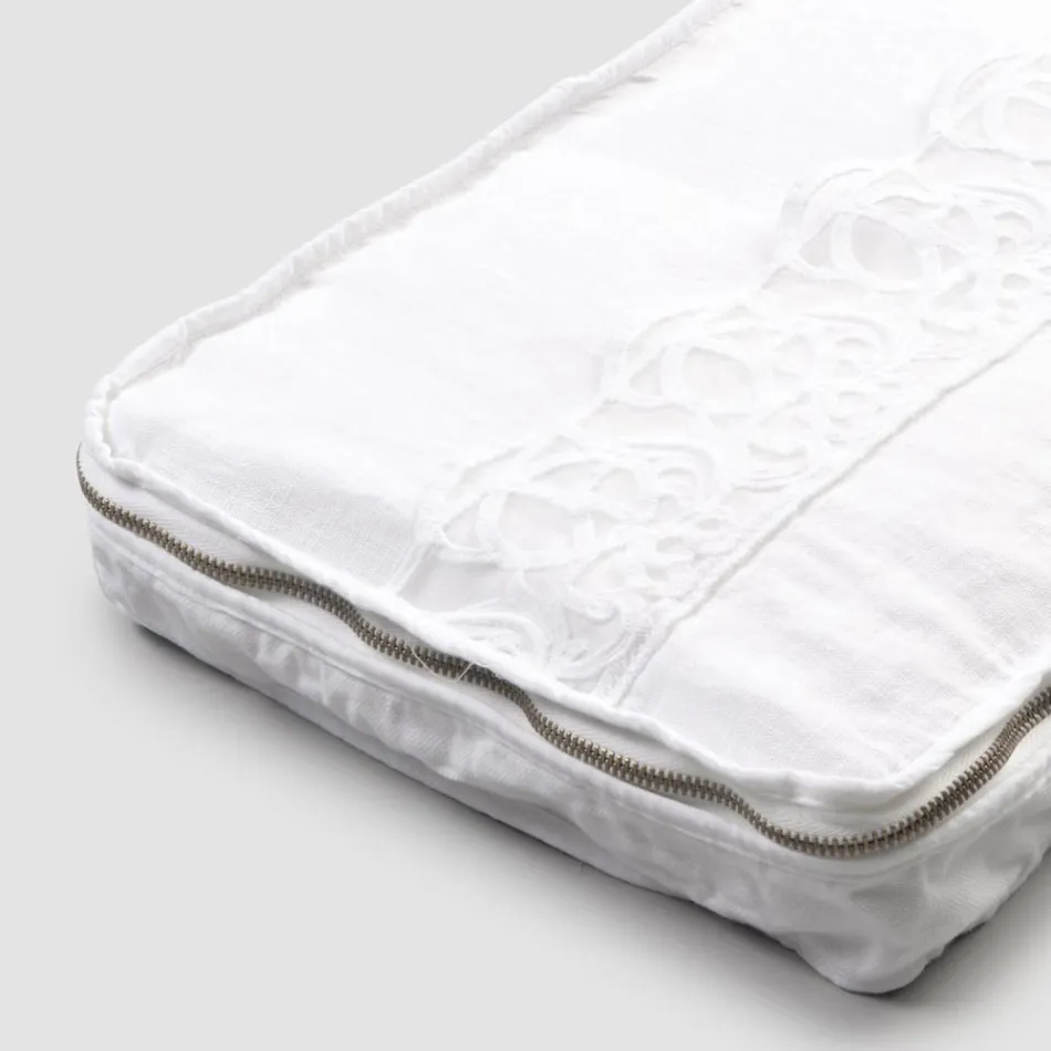 Grote reiskoffer van linnen met Italiaans luxe Sinergia-kant - Randall Viadurini