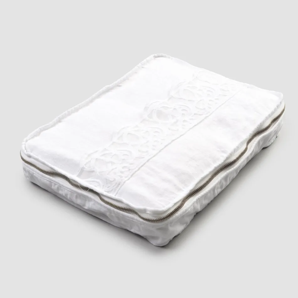 Grote reiskoffer van linnen met Italiaans luxe Sinergia-kant - Randall Viadurini