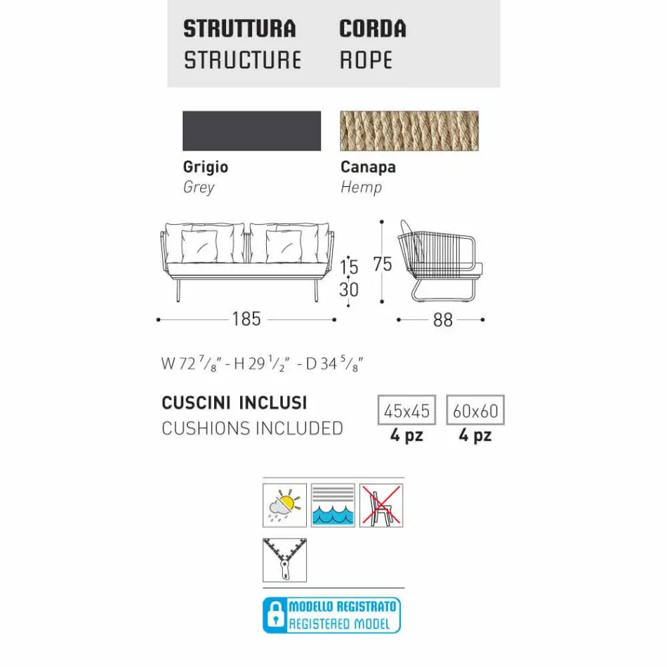 Varaschin Babylon 2-zitsbank met een modern design Viadurini