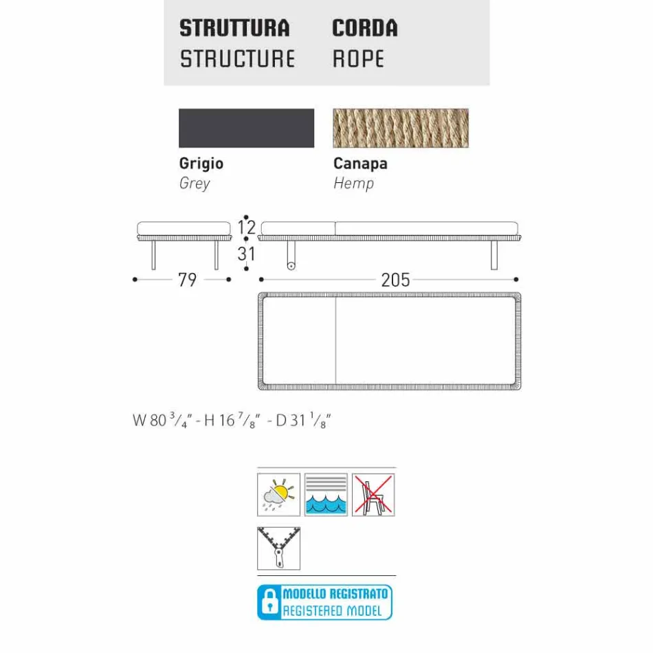 Varaschin Babylon-tuin of binnenbed, modern ontwerp Viadurini