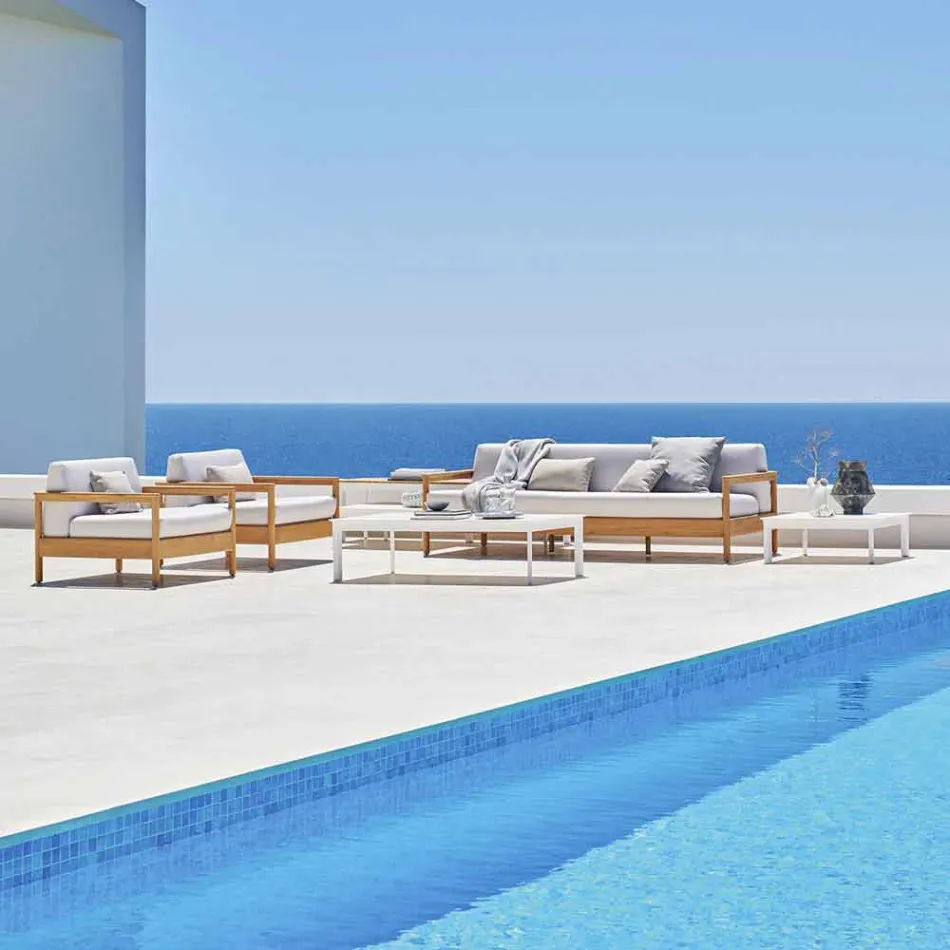 Varaschin Bali moderne 3-zits buitenbank van massief teakhout Viadurini