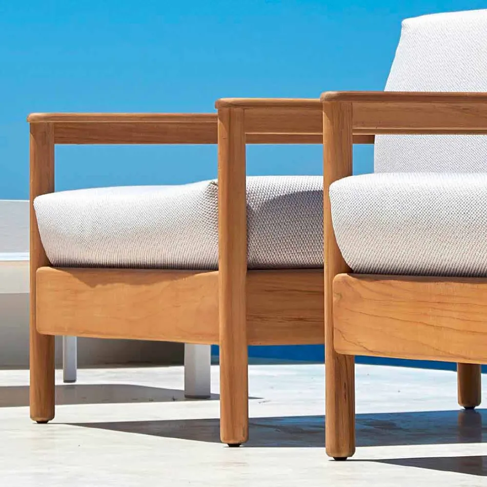 Moderne leunstoel Varaschin Bali in gestoffeerde stof Viadurini