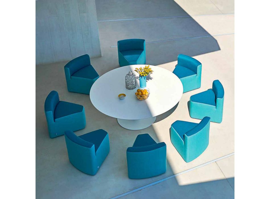 Varaschin Big In & Out-tuintafel + 8 modern vormgegeven fauteuils Viadurini