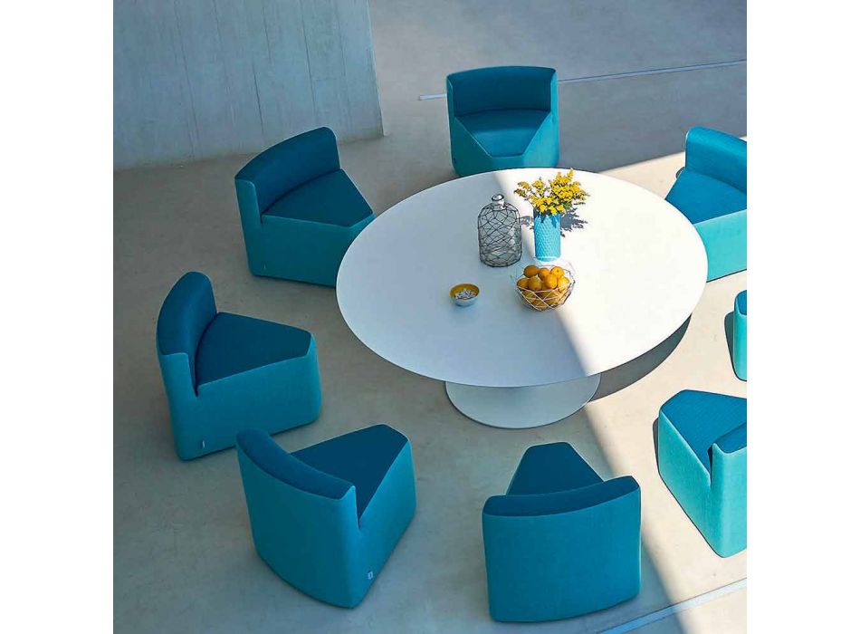 Varaschin Big In & Out-tuintafel + 8 modern vormgegeven fauteuils Viadurini