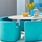 Varaschin Big In & Out-tuintafel + 8 modern vormgegeven fauteuils Viadurini