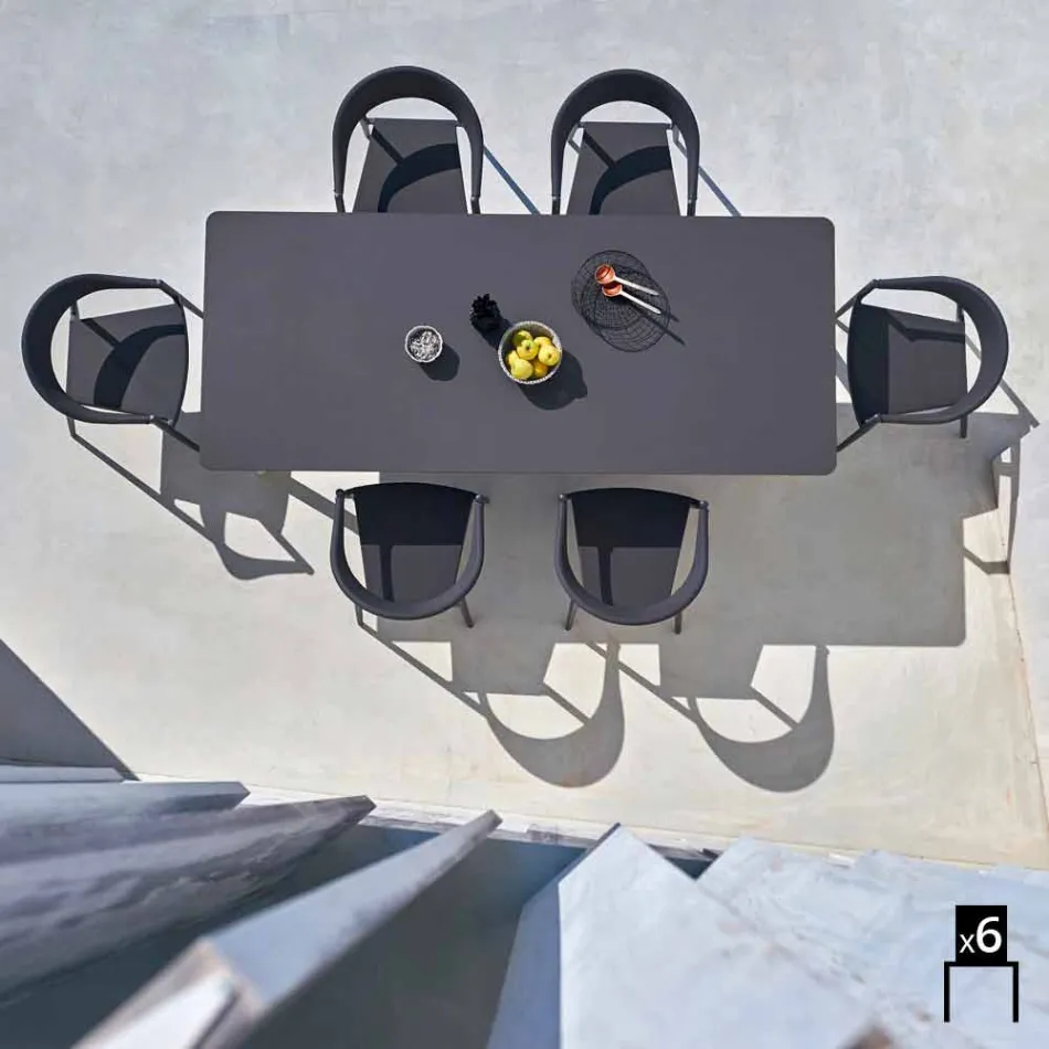 Varaschin Clever voorzitter van modern design tuin, 6 stuks Viadurini