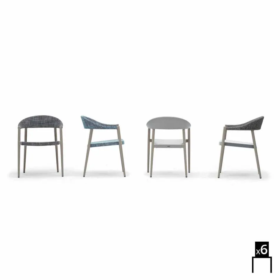 Varaschin Clever voorzitter van modern design tuin, 6 stuks Viadurini