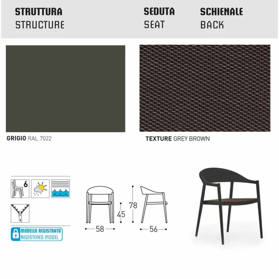 Varaschin Clever voorzitter van modern design tuin, 6 stuks Viadurini