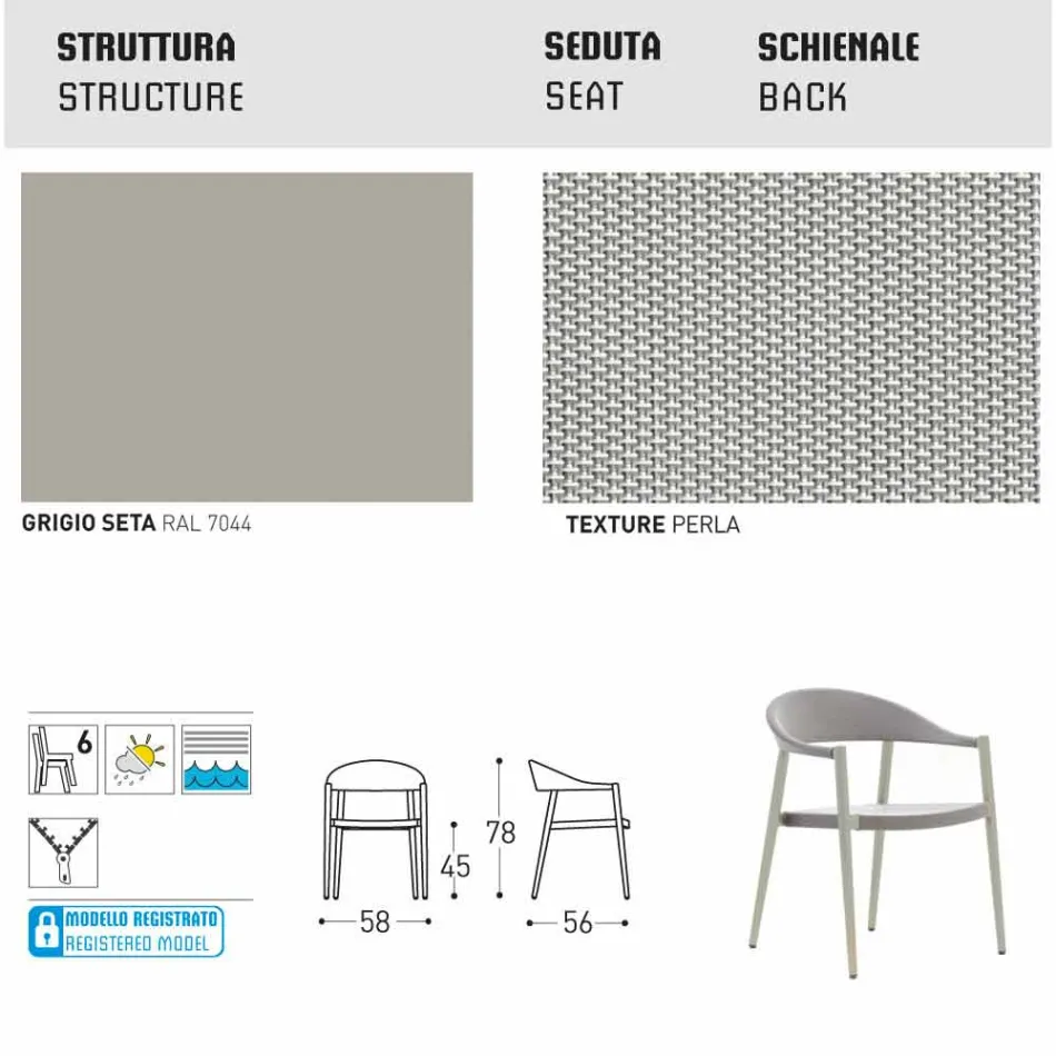 Varaschin Clever voorzitter van modern design tuin, 6 stuks Viadurini