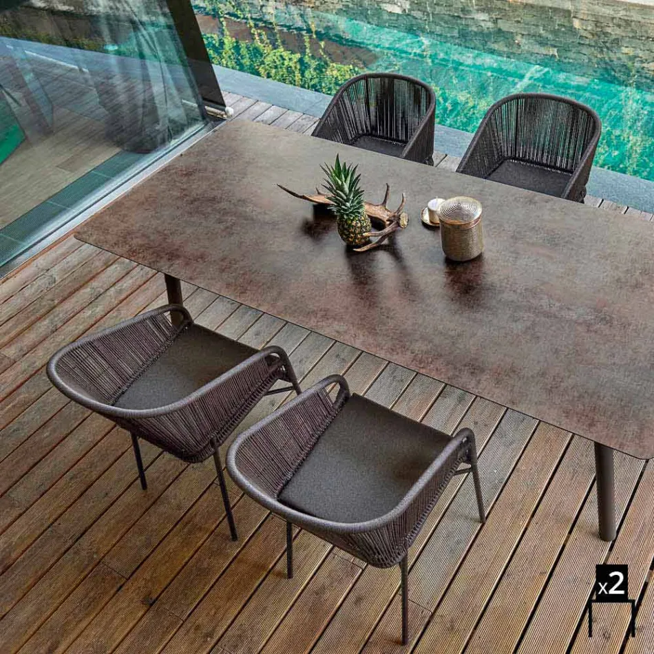 Varaschin Cricket stoel met de hand geweven buitenste, 2 stuks Viadurini