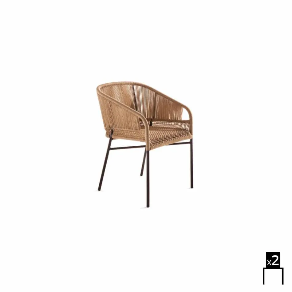 Varaschin Cricket stoel met de hand geweven buitenste, 2 stuks Viadurini