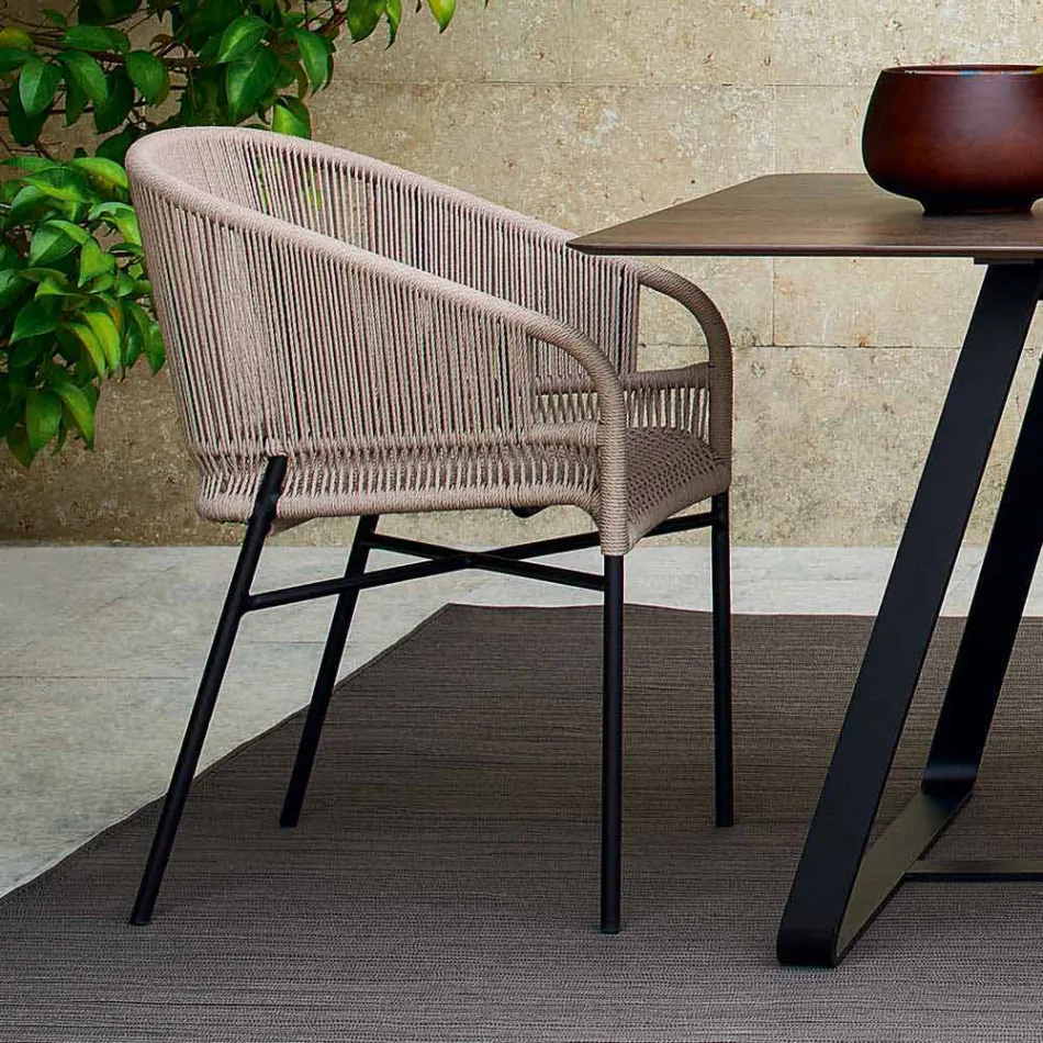 Varaschin Cricket stoel met de hand geweven buitenste, 2 stuks Viadurini