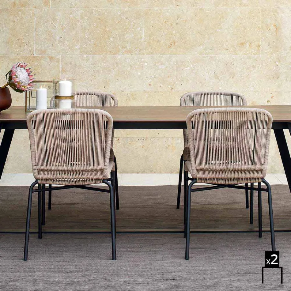 Varaschin Cricket openluchtstoel modern met de hand geweven, 2 stuks Viadurini