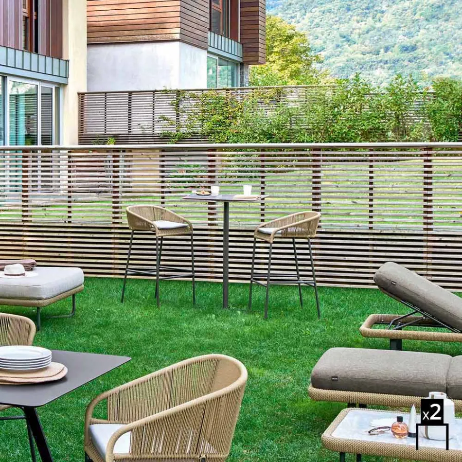 Varaschin Cricket kruk top modern tuinontwerp, 2 stuks Viadurini