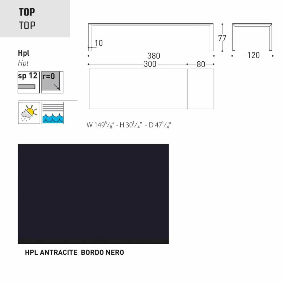 Varaschin Dolmen tuintafel uitbreidbaar tot 380 cm Viadurini