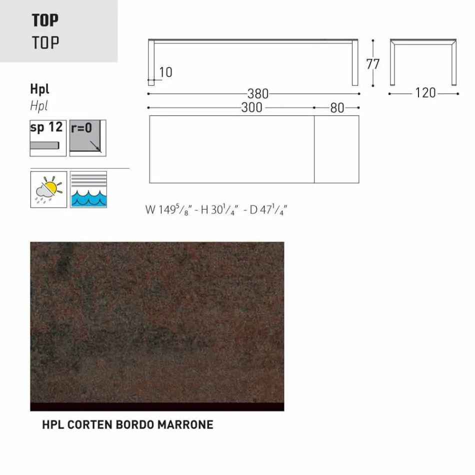 Varaschin Dolmen tuintafel uitbreidbaar tot 380 cm Viadurini