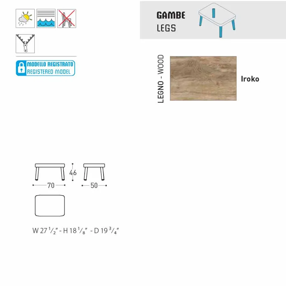 Varaschin Emma design outdoor voetensteun in gestoffeerde stof Viadurini