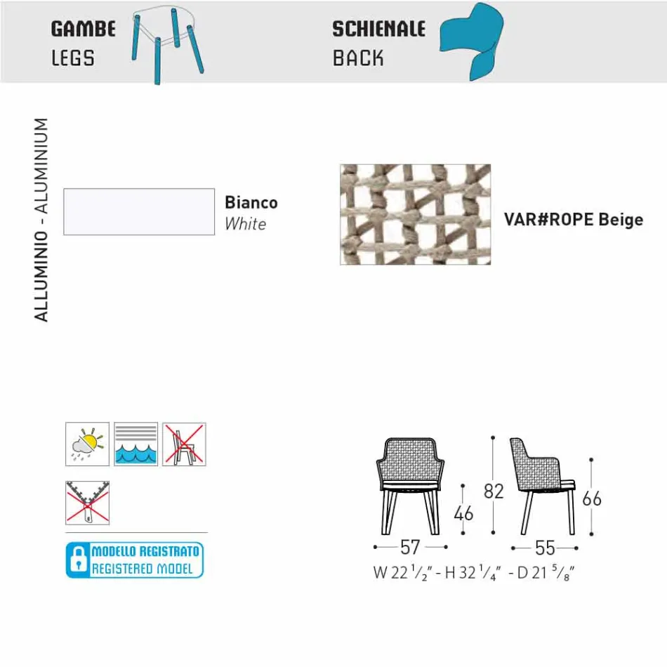 Varaschin Emma gewatteerde buitenzetel met modern design Viadurini