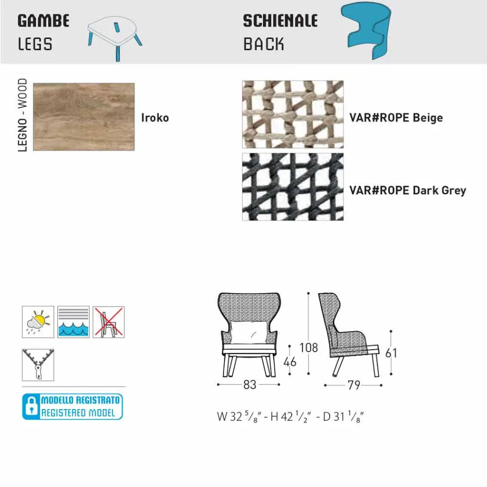 Varaschin Emma gewatteerde buitenzetel met modern design Viadurini