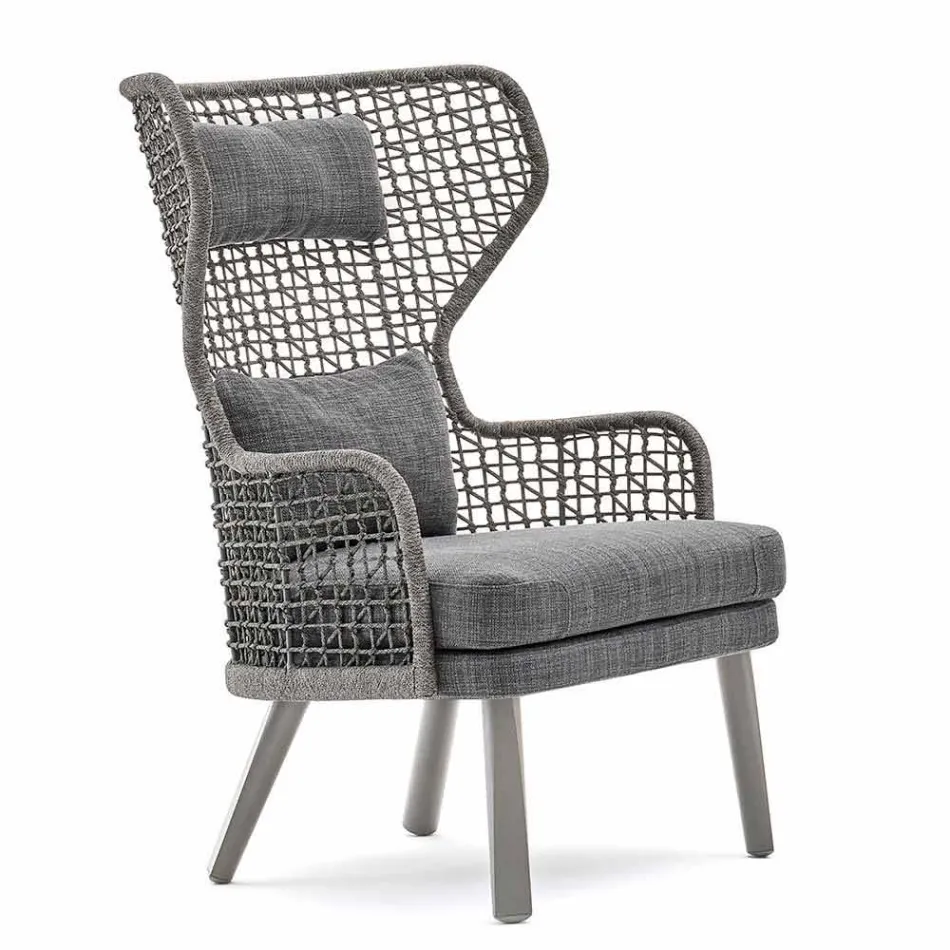 Moderne moderne fauteuil Varaschin Emma met stoffen hoofdsteun Viadurini