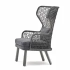 Moderne moderne fauteuil Varaschin Emma met stoffen hoofdsteun Viadurini