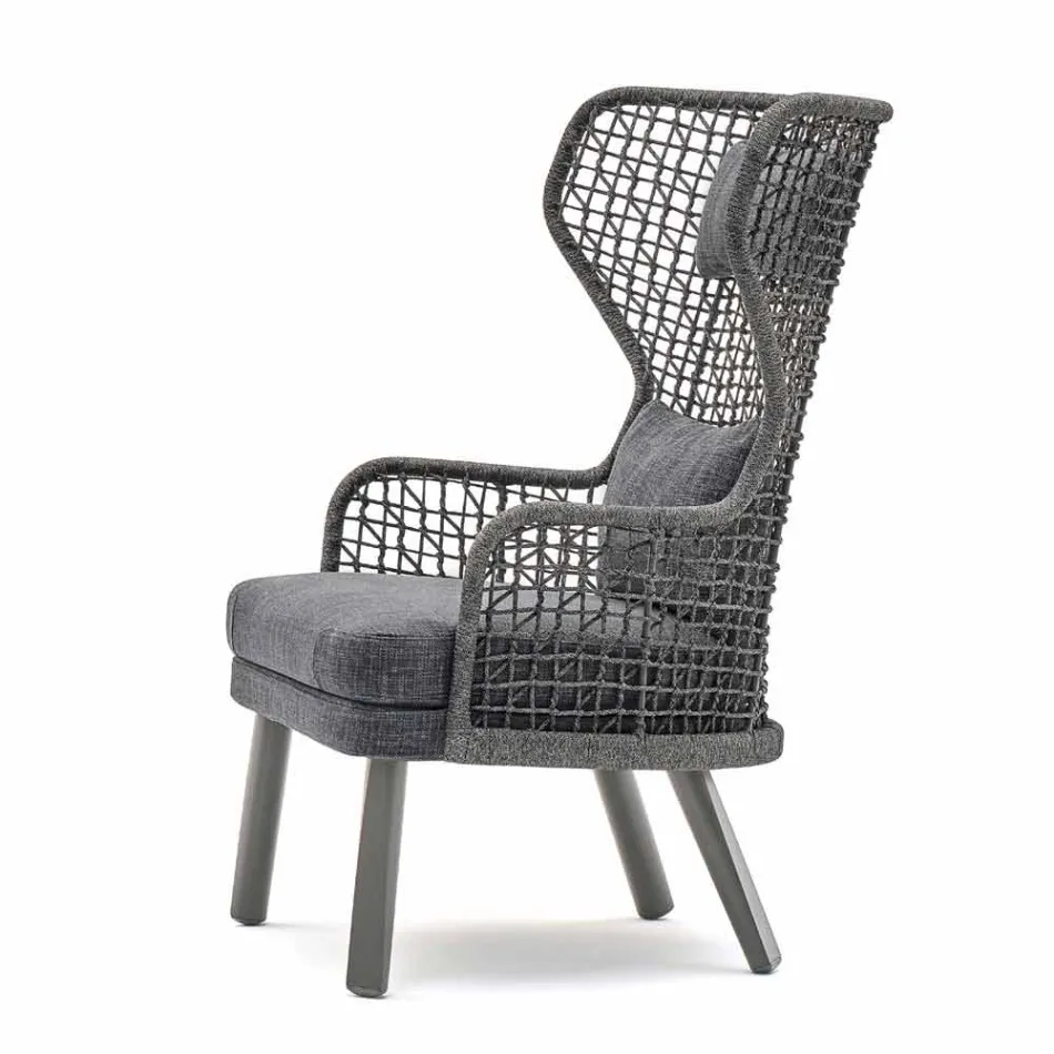 Moderne moderne fauteuil Varaschin Emma met stoffen hoofdsteun Viadurini