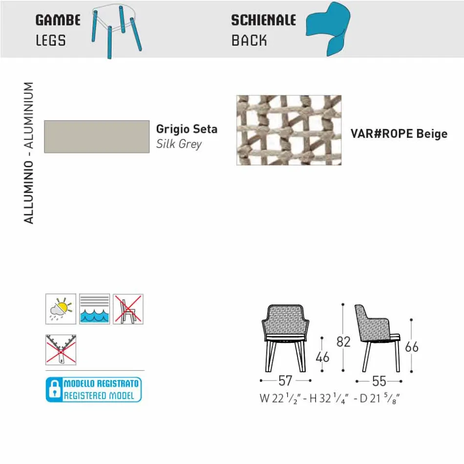 Moderne moderne fauteuil Varaschin Emma in stof en aluminium Viadurini