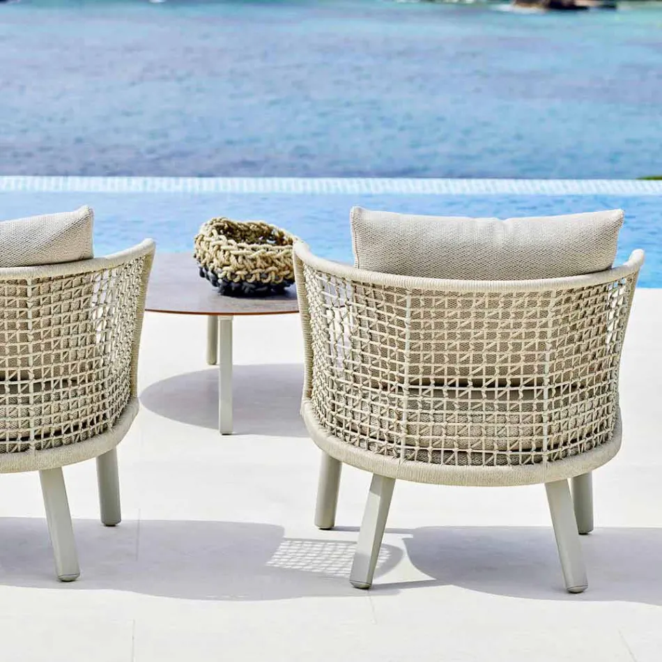 Varaschin Emma-tuinfauteuil bekleed met stof en metaal Viadurini