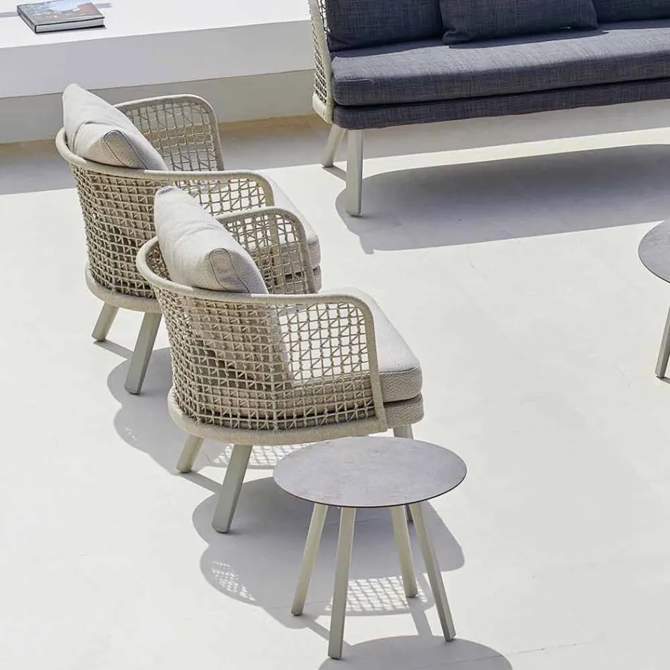 Varaschin Emma-tuinfauteuil bekleed met stof en metaal Viadurini