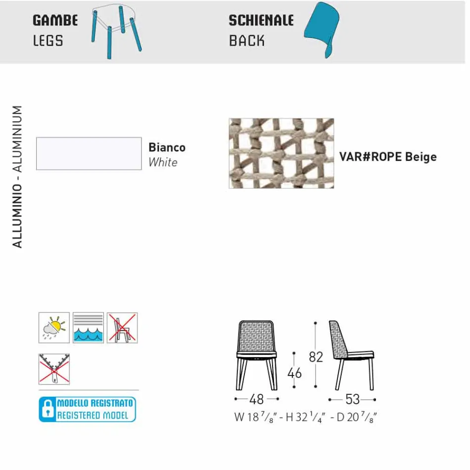 Varaschin Emma design tuinstoel in stof en aluminium Viadurini