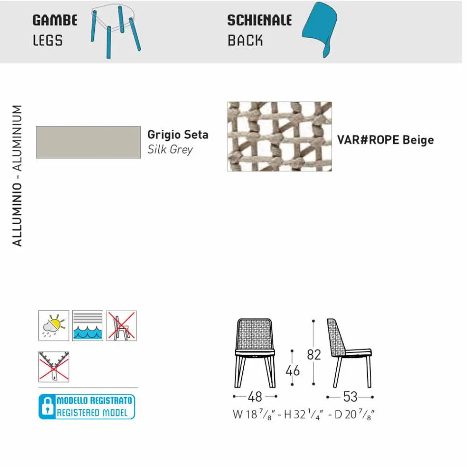 Varaschin Emma design tuinstoel in stof en aluminium Viadurini