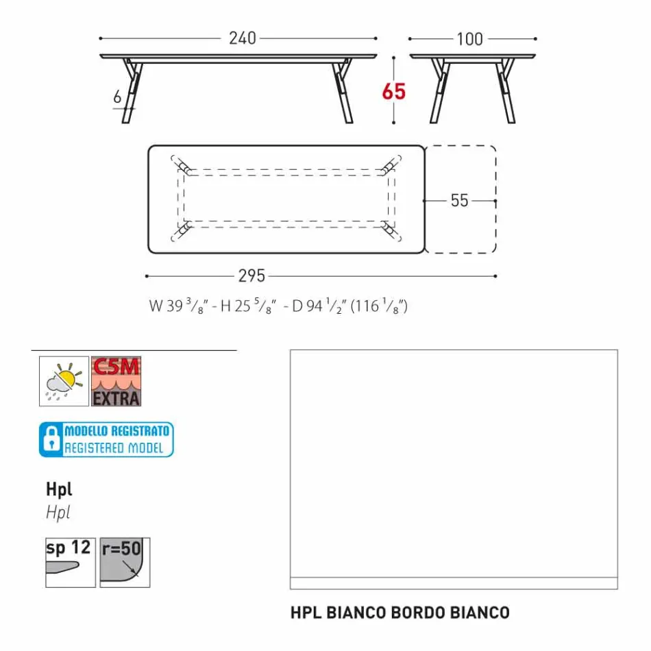 Varaschin Link tafel tuintafel met teakhouten poten, H65 cm Viadurini