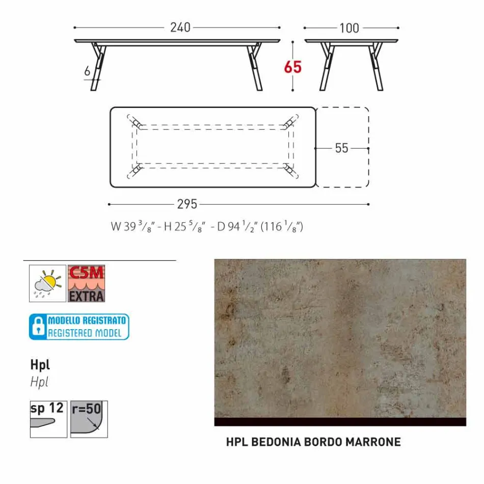 Varaschin Link tafel tuintafel met teakhouten poten, H65 cm Viadurini
