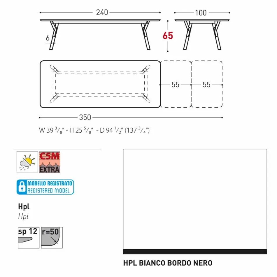 Varaschin Link tafel tuintafel met teakhouten poten, H65 cm Viadurini