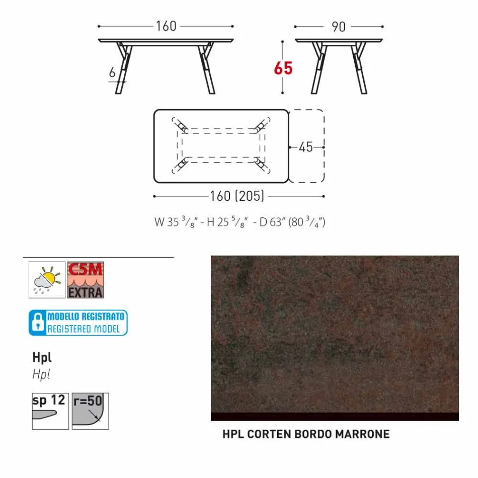 Varaschin Link tafel tuintafel met teakhouten poten, H65 cm Viadurini