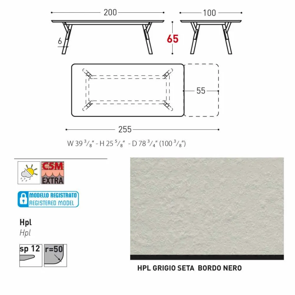Varaschin Link tafel tuintafel met teakhouten poten, H65 cm Viadurini