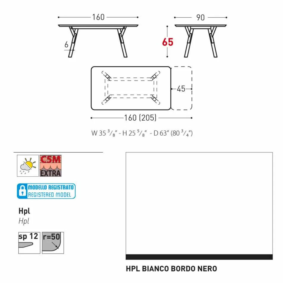 Varaschin Link tafel H 65 cm tuin uit te breiden tot 350 cm Viadurini