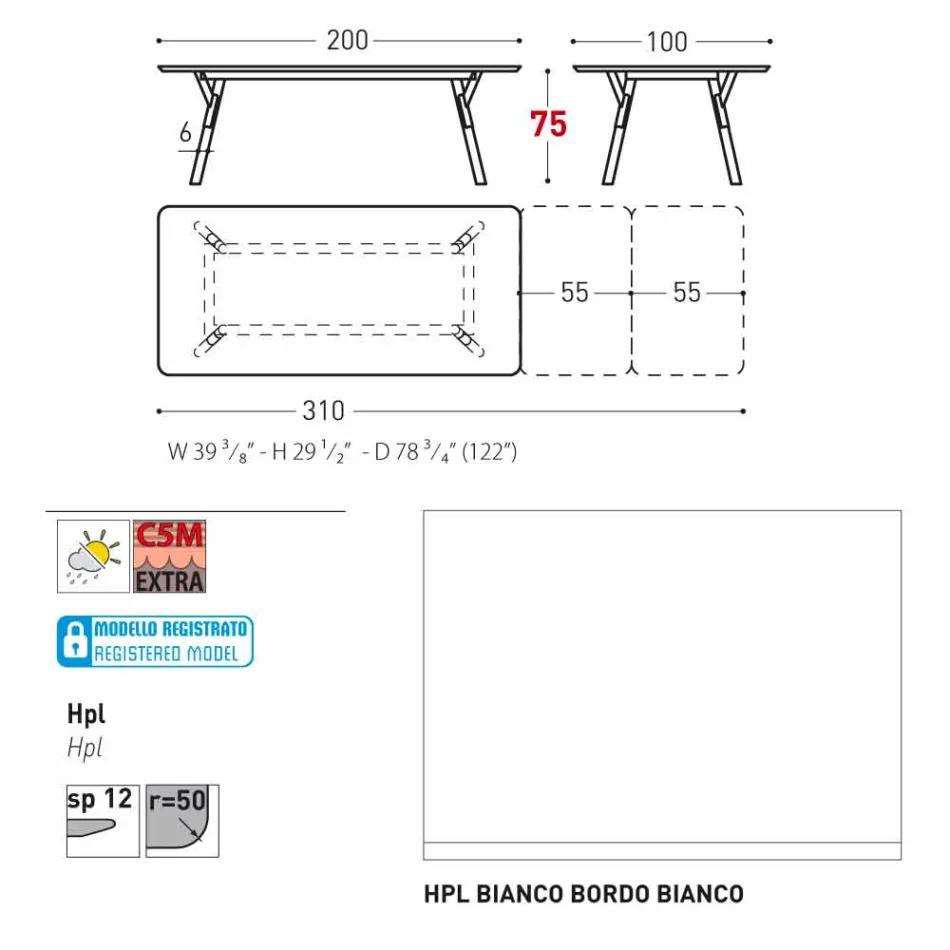 Varaschin Link tuin aanschuiftafel met teakhouten poten, H75 cm Viadurini