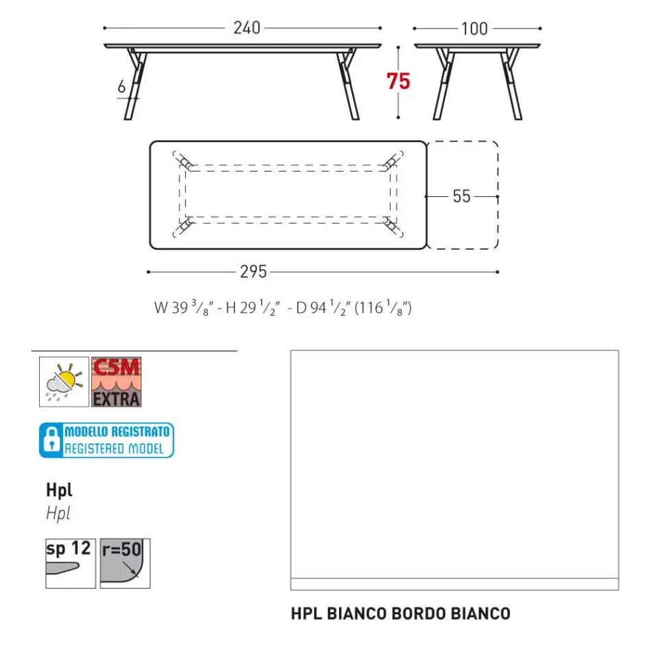 Varaschin Link tuin aanschuiftafel met teakhouten poten, H75 cm Viadurini